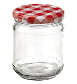 Voratsglas 6-tlg. Mit Deckel Karo-Rot TO:63, 212 ml