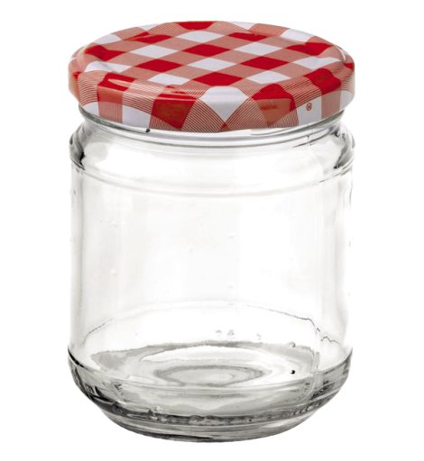 Voratsglas 6-tlg. Mit Deckel Karo-Rot TO:63, 212 ml