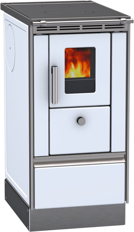 LOHBERGER Holzherd Rega 40 mit Rohranschluss mittig 4,5 kW Weiß