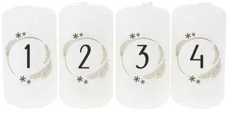 Adventstumpen 4-50-90 Weiß Tannenzweige
