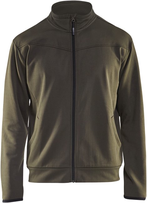 BLÅKLÄDER Sweatjacke mit Reißverschluss olivgrün/schwarz XL