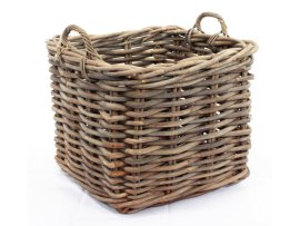 Holzkorb Rattan CL viereckig Grau 65x65x55 cm