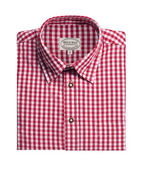 Wild & Wald Herren Langarm Hemd Peter klassisch Rot 44