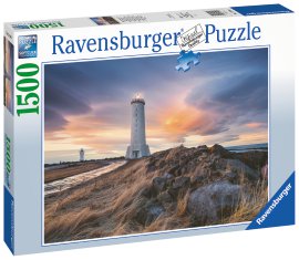 RAVENSBURGER Puzzle Magische Stimmung über dem Leuchtturm von Akranes Island