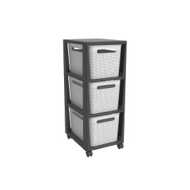 ROTHO Tower Brisen mit Rollen Weiß 16 l, 3-tlg.