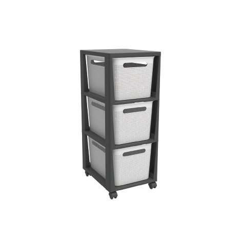 ROTHO Tower Brisen mit Rollen Weiß 16 l, 3-tlg.