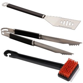 CHAR-BROIL® Grill Einsteiger-Set (Wender,Grillzange,Grillbürste) Schwarz/Silber 47x9,5x6 cm (LxBxH)