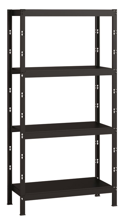 SCHULTE REGALWELT Grundregal 4 Fachböden Schwarz 195x100x35 cm