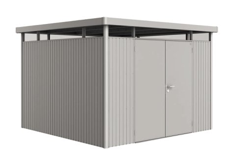 BIOHORT Gerätehaus HighLine H6 mit Doppeltür 315x315x222 cm, Silber-Metallic