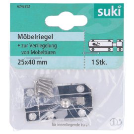SUKI Möbel-Knopfriegel Messing vernickelt gerade 40 mm