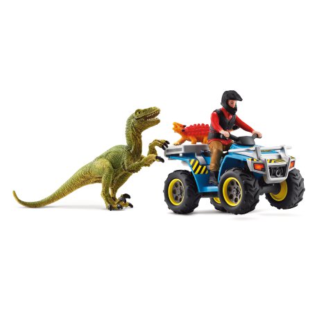 SCHLEICH Flucht auf Quad vor Velociraptor