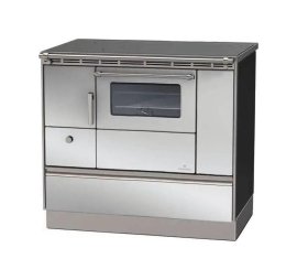 LOHBERGER Holzherd Rega 90 mit Stahlplatte 6,6 kW Edelstahl