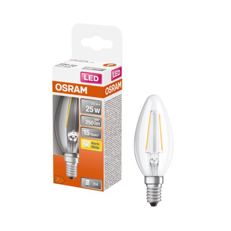 OSRAM LED-Kerze 25 E14 Filament Warmweiß 2,5W