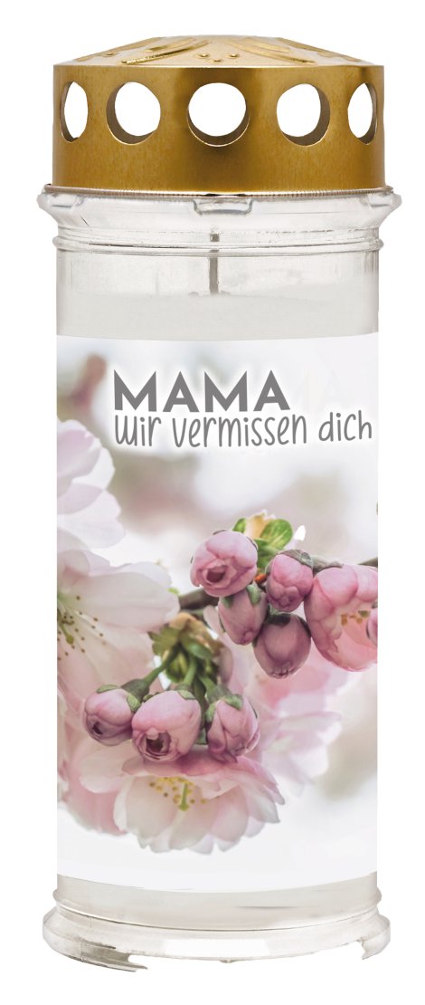AMBROSIUS Grablicht 7 Tage Motivkerze Baum "Die Erinnerung ist unendlich"