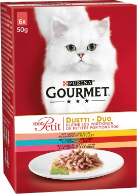 GOURMET Katzennahrung Mon Petit Duetti Fleisch und Fisch 6x50 g