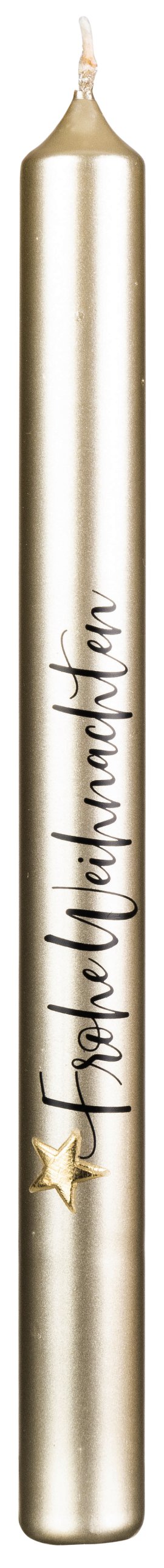 Stabkerze Frohe Weihnachten Creme/Gold/Schwarz 250x22 mm