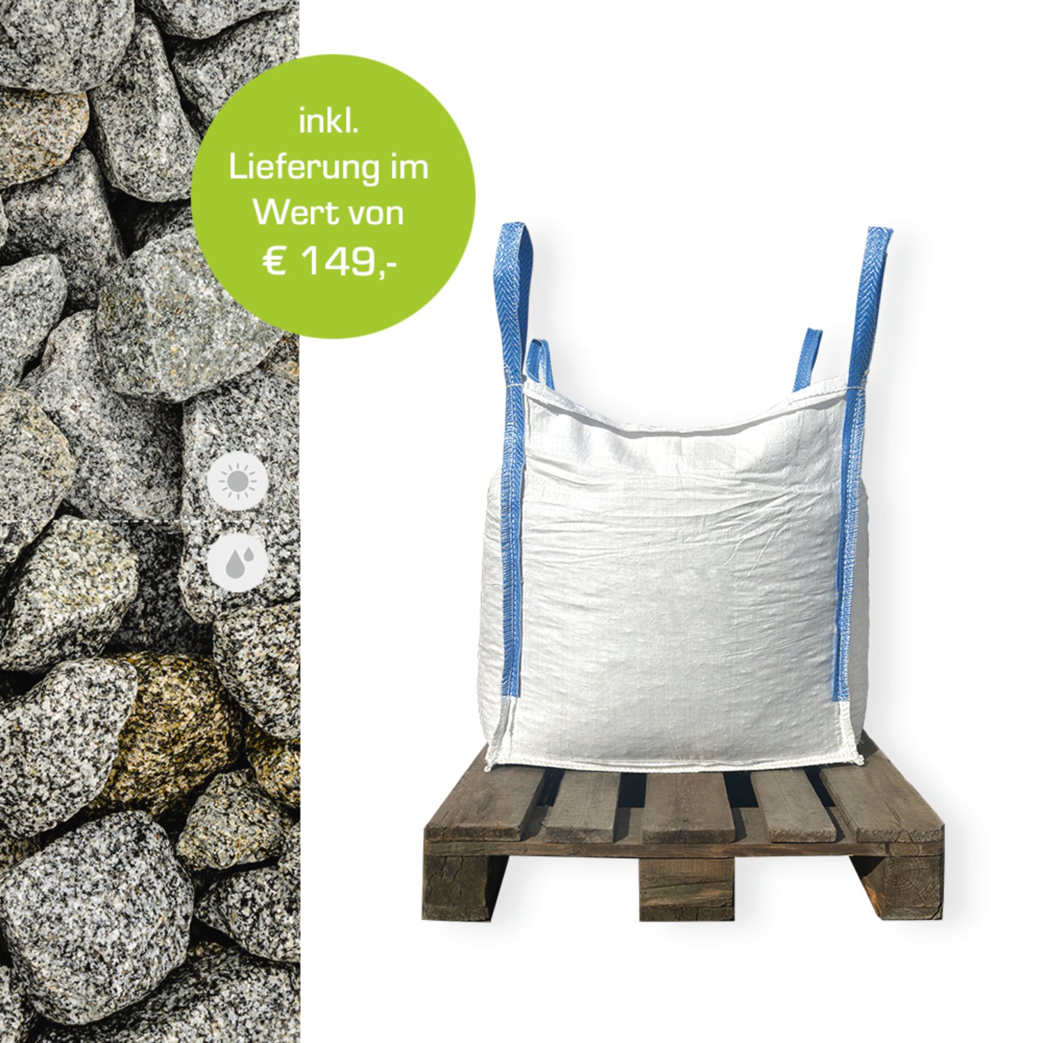 Min2C Bruchsteine anthrazit-weiß 50-100mm 500kg Big Bag
