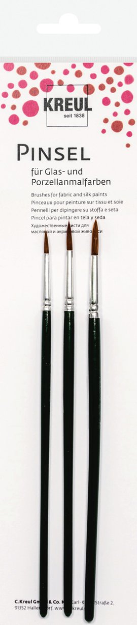 KREUL Pinsel für Glas- und Porzellanmalfarben 3er-Set