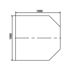 HAAS+SOHN Bodenplatte D-Form 100x100 cm   - Quadratisch mit schrägen Ecken, klar