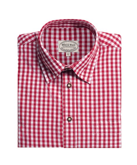 Wild & Wald Herren Langarm Hemd Peter klassisch Rot 42