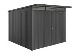 BIOHORT Gerätehaus AvantGarde® Eco A7 + Standardtür 260x300x218 cm, Dunkelgrau-metallic