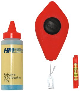 Schlagschnurgeräte-Set mit Farbe und Schnurwasser 3-tlg.