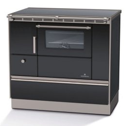 LOHBERGER Holzherd Rega 90 mit Stahlplatte 6,6 kW Schwarz