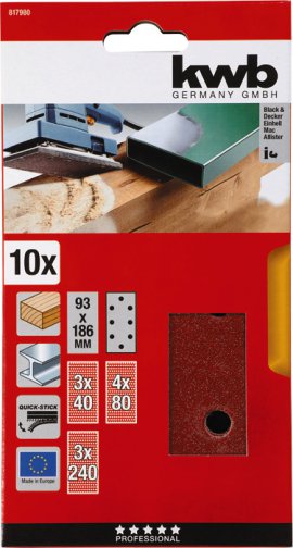 KWB Schleifstreifen Edelkorund Quick-Stick 93x186 mm