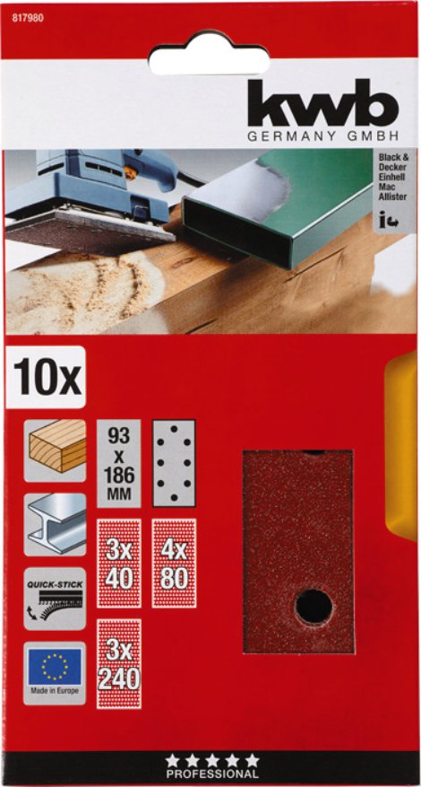 KWB Schleifstreifen Edelkorund Quick-Stick 93x186 mm