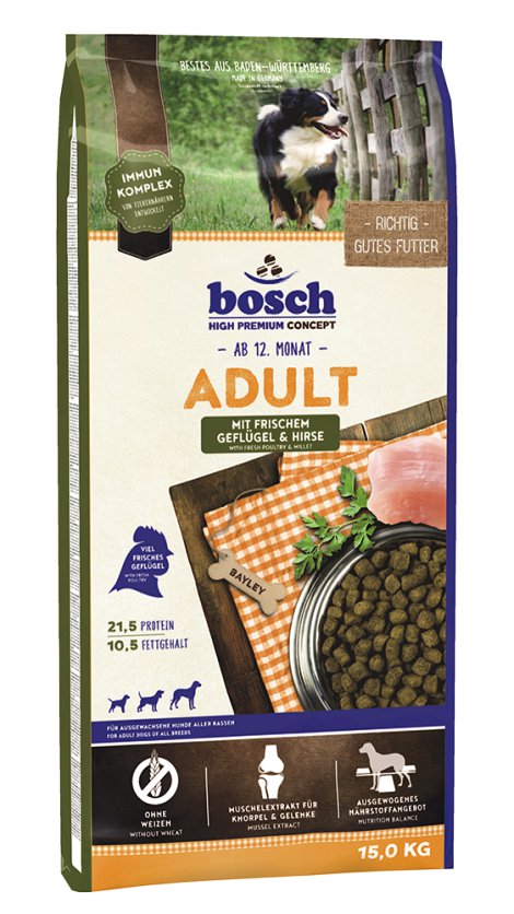 BOSCH Hundenahrung Adult Geflügel+Hirse 15 kg