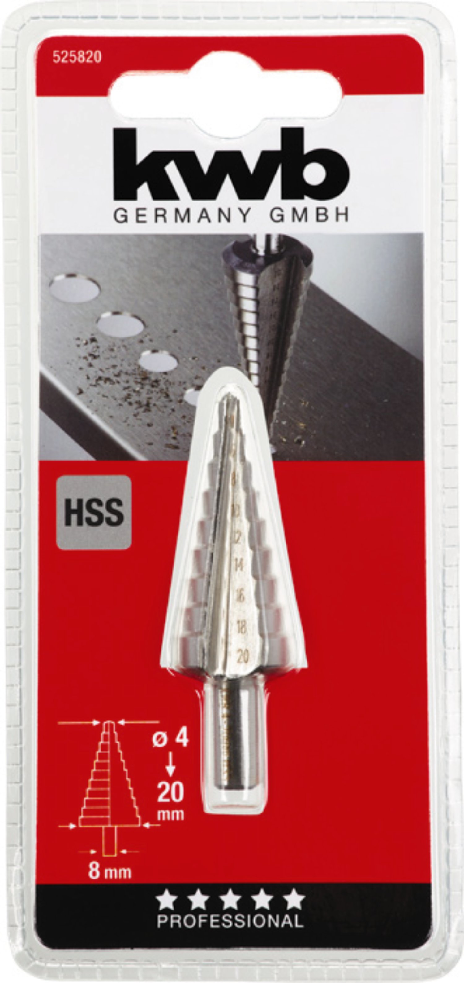 KWB Stufenbohrer HSS Kopf-Ø 4-20 mm