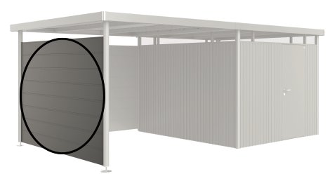 BIOHORT Seitenwand für Seitendach Highline® H5, 277x2,5x181 cm, Quarzgrau-metallic