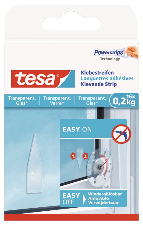 TESA Klebestreifen Transparent für Glas 16 Stk.