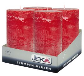 JEKA Rustik Stumpenkerze Rot 50x80 mm (ØxH) 4 Stk.