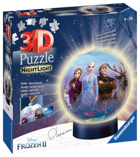 RAVENSBURGER 3D-Puzzle-Ball Nachtlicht Disney Frozen 2, 72-tlg.