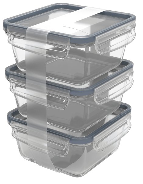 ROTHO Kühlschrankdosenset Glas Blau 0,75 l, 3-tlg.