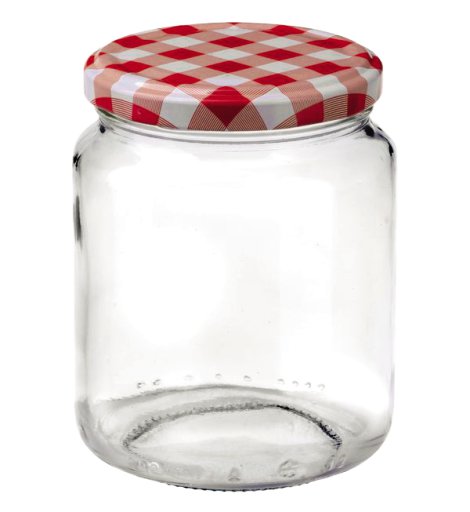 Voratsglas 6-tlg. Mit Deckel Karo-Rot TO:70, 390 ml