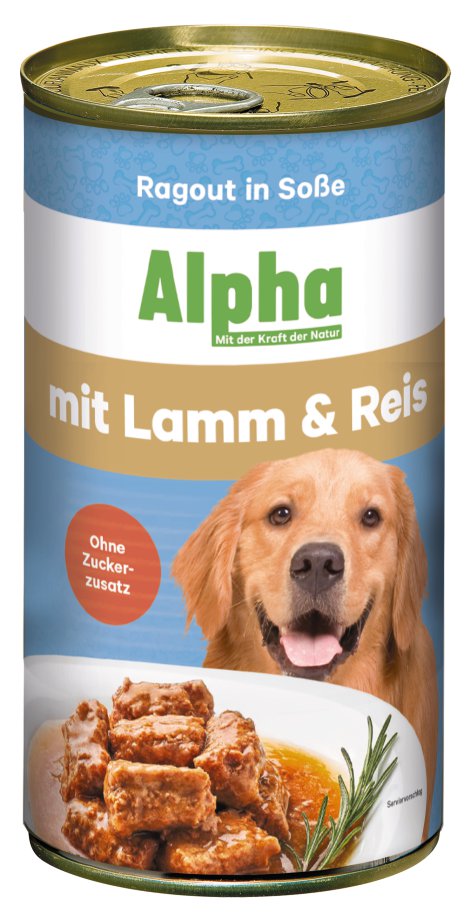 ALPHA Hundenahrung Dose Lamm und Reis 12x1.230 g