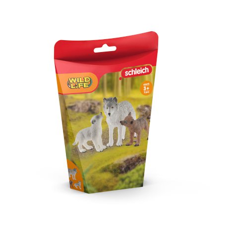 SCHLEICH Figur Wolfsmutter mit Welpen