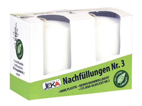 JEKA Nachfüllung für Glas-Grablicht Nr. 3, Weiß 2 Kerzen à  60x80 mm(ØxH)