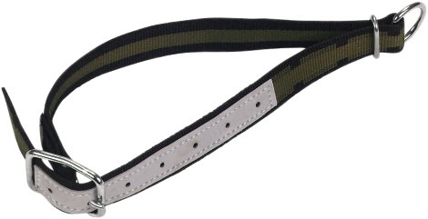 Halsband mit Ovalglied und D-Ring 150x5 cm, schwarz/olivgrün