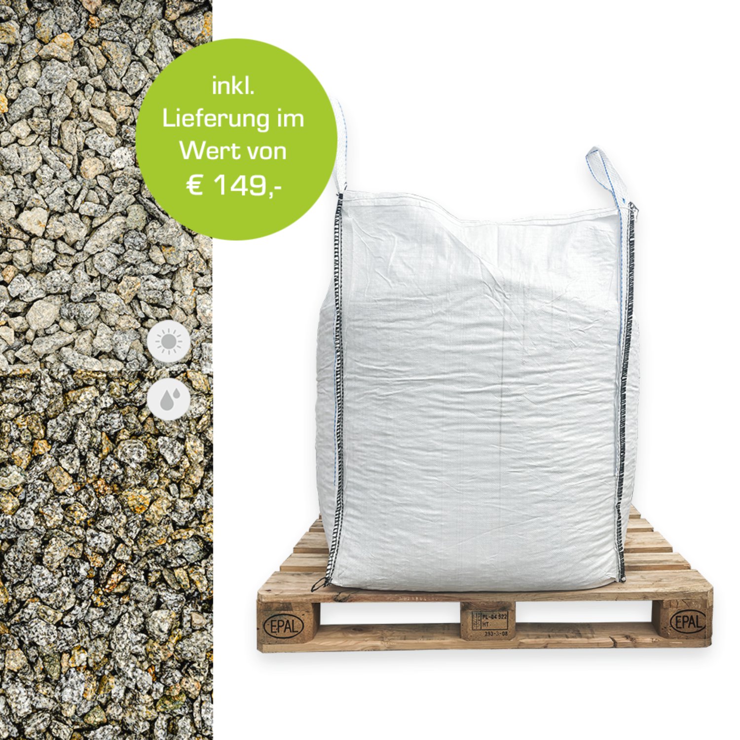 Min2C Granitsplitt anthrazit-weiß 8-12mm 1000kg Big Bag