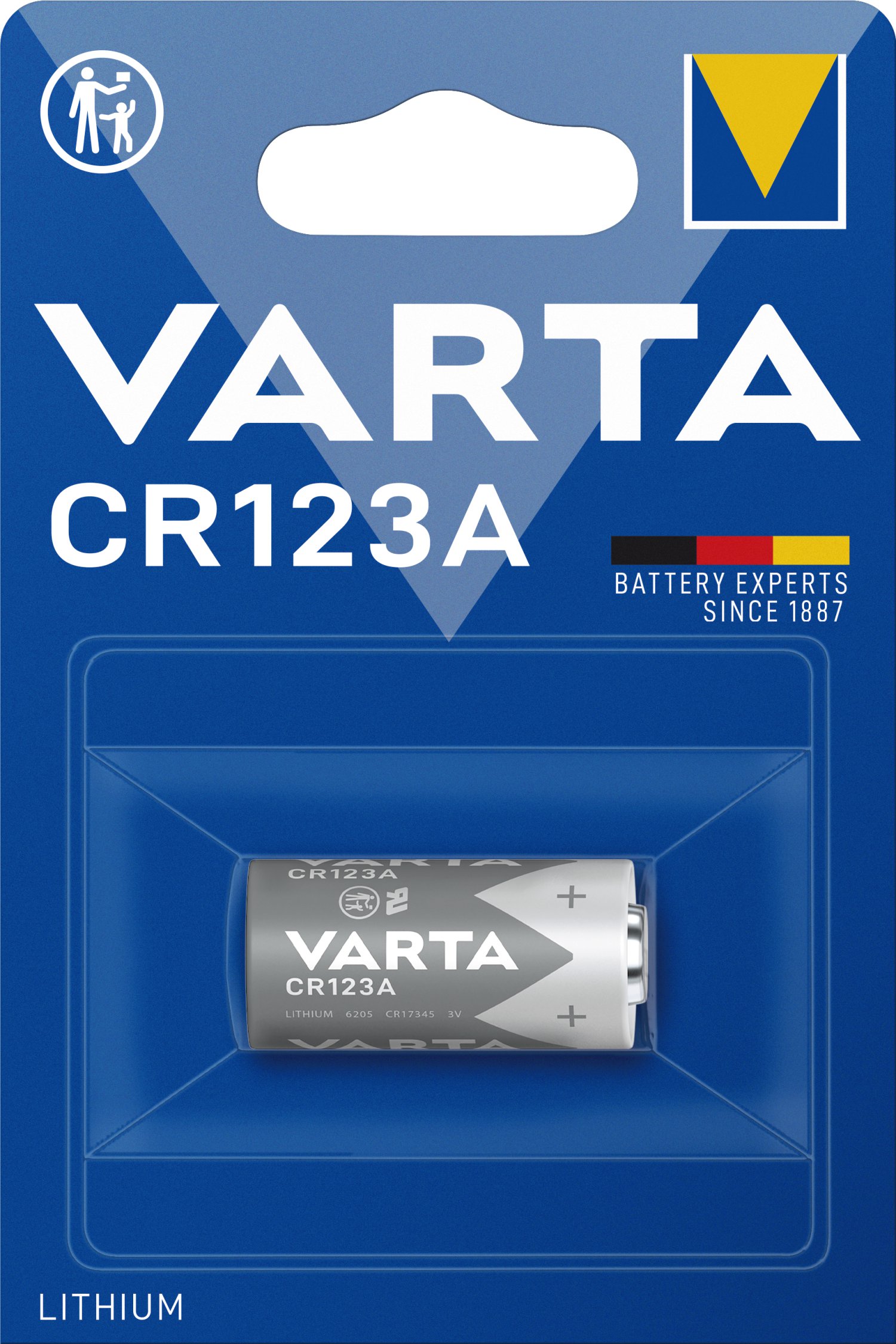 VARTA Zylindrische Lithium-Fotobatterie 3V CR123A 1er Pack