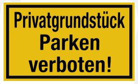 ALPERTEC Schild Privatgrundstück Parken verboten Gelb/Schwarz