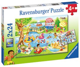 RAVENSBURGER Puzzle Freizeit am See 2x24-tlg.
