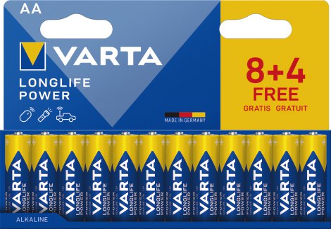 VARTA Batterie Longlife Power AA Pack 12 (8+4)