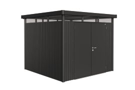 BIOHORT Gerätehaus HighLine H4 mit Doppeltür 275x275x222 cm, Dunkelgrau-metallic