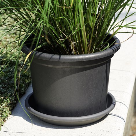 EURO3PLAST Pflanzentopf Guya Eco Anthrazit 23,2 l, 40x30 cm (ØxH)