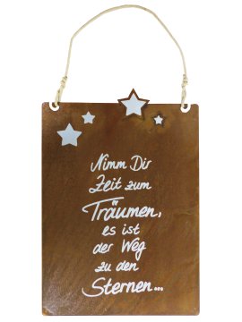 Gartentafel Stern mit Schrift 35 cm