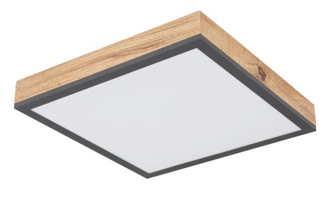 GLOBO LED-Deckenleuchte Doro Graphit/Holzoptik 12W 3000 K 30x30x6,0 cm (LxBxH)
